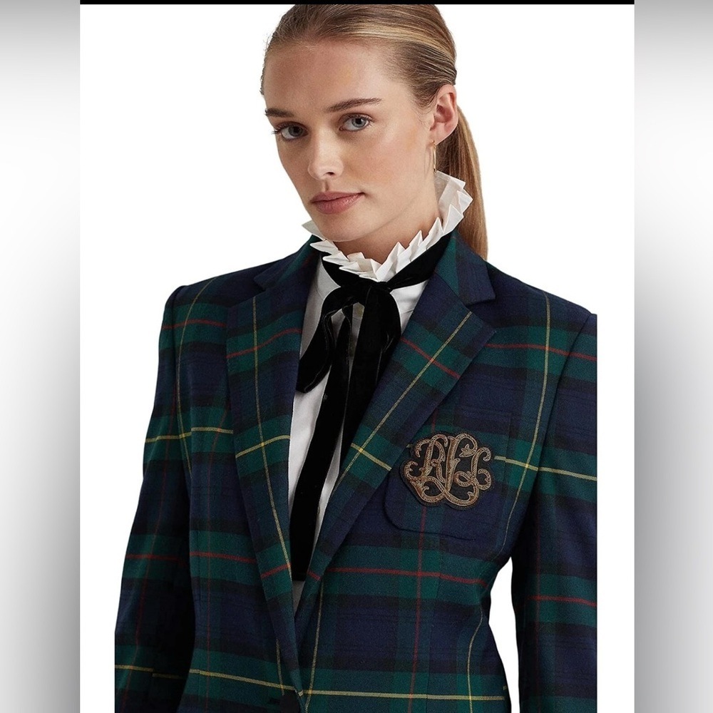 Lauren Ralph Lauren plaid bullion blazer jacket tartan size 10 new with tags - Picture 3 of 6